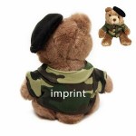 Customized 8" Army Bear Stuffed Animal w/One Color Imprint