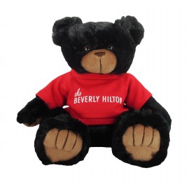 9" Black White Peter Bear w/T-Shirt & One Color Imprint with Logo