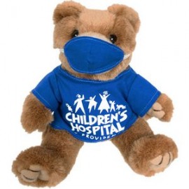 8" Royal Blue Scrubs Bear Stuffed Animal w/One Color Imprint with Logo