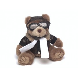 Personalized 8" Brown Aviator Stuffed Bear w/One Color Imprint