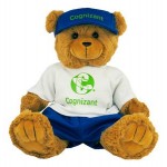 Logo Branded 12" Baseball Bear Stuffed Animal w/One Color Imprint in 2 locations