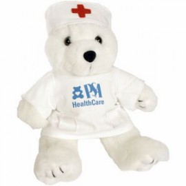 8" Nurse Bear Stuffed Animal w/One Color Imprint with Logo