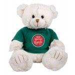 Logo Branded 12" Cream Peter Bear Stuffed Animal w/Hooded Shirt & Full Color Imprint