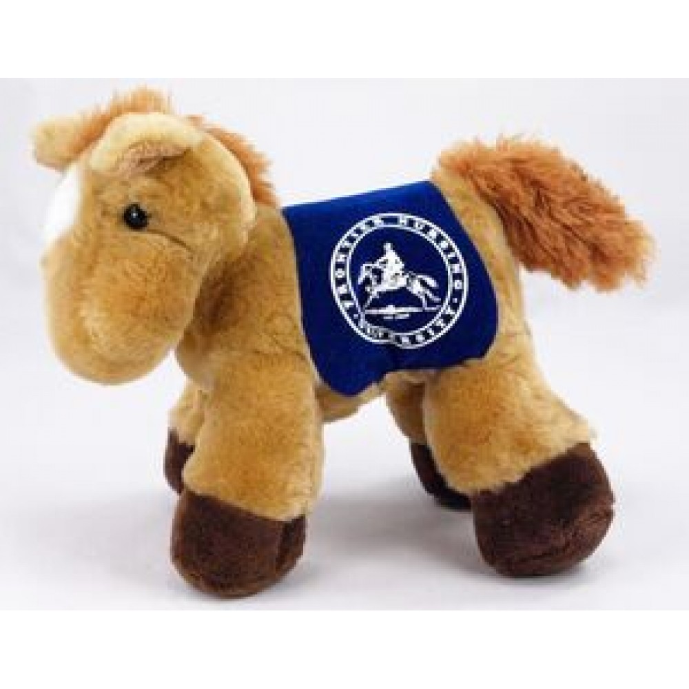 8" Prancer Horse Stuffed Animal w/Saddle & One Color Imprint with Logo