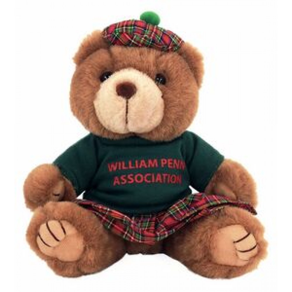 8" Scottish Bear Stuffed Animal w/One Color Imprint with Logo