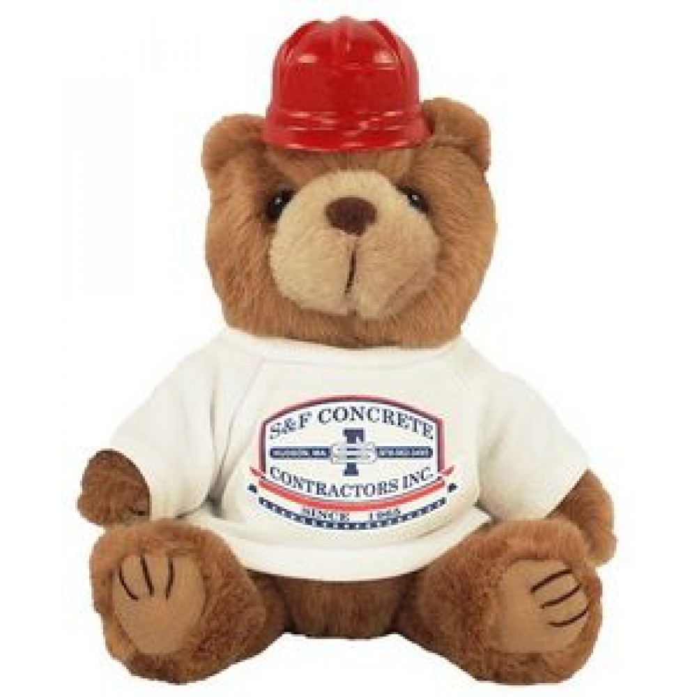 Custom Personalized 8" Construction Bear with Full Color Imprint