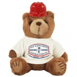 8" Construction Bear Stuffed Animal w/Full Color Imprint with Logo
