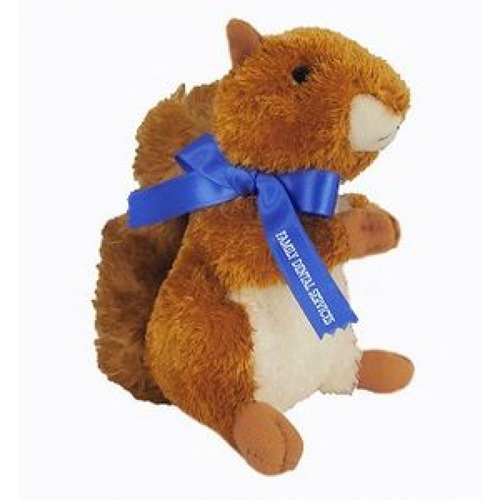 Promotional 8" Nutsie Squirrel Stuffed Animal w/Ribbon & One Color Imprint