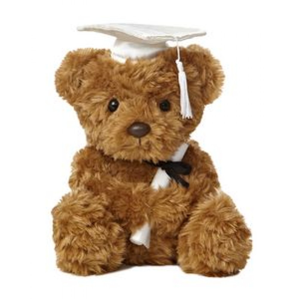 Logo Printed 9" Wagner Grad Bear- White Cap Logo Printed 9" Wagner Grad Bear- White Cap