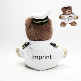 8" Captain Bear Stuffed Animal w/One Color Imprint with Logo