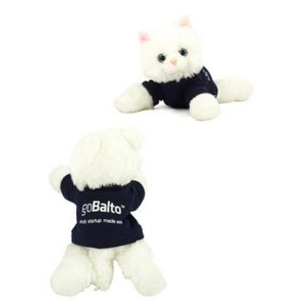 8" Sugar Too Cat Stuffed Animal w/T-Shirt & One Color Imprint with Logo