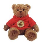 8" Brown Curly Bear w/Hooded Sweatshirt & Full Color Imprint with Logo