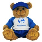 Personalized 12" Baseball Bear Stuffed Animal w/One Color Imprint in 1 location