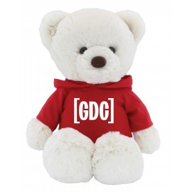 Personalized 15" Cream Kai Bear with hoodie and one color imprint