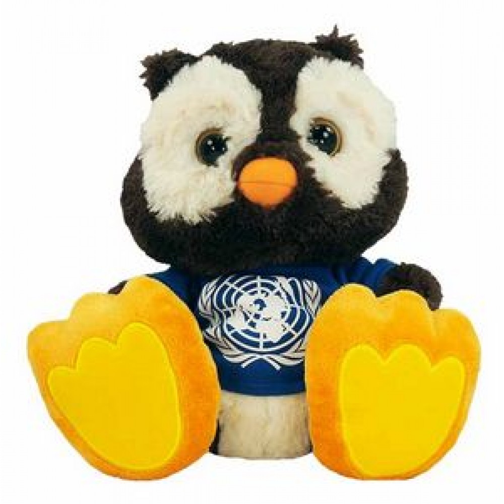 Custom 10" Winks Owl Stuffed Animal w/T-shirt & One Color Imprint