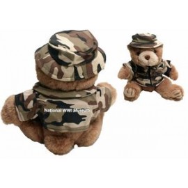 Personalized 8" Marine-Desert Camo Bear Stuffed Animal w/Shirt, Boonie Hat & One Color Imprint