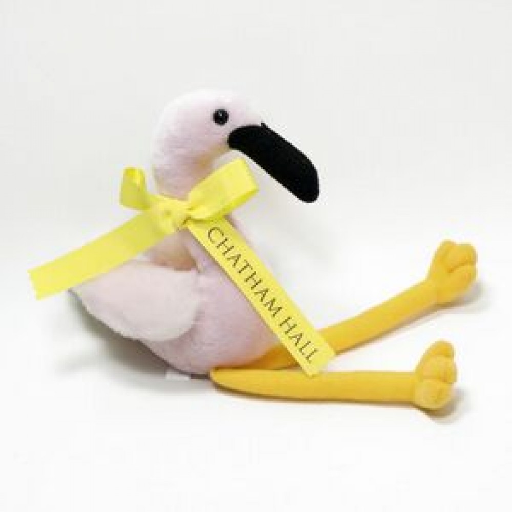 Logo Branded 10" Flamingo Stuffed Animal w/Ribbon & One Color Imprint Logo Branded 10" Flamingo Stuffed Animal w/Ribbon & One Color Imprint