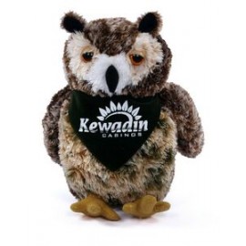 Logo Branded 8" Osmond Owl Stuffed Animal w/Bandana & One Color Imprint