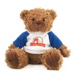 Custom 8" Brown Curly Bear Stuffed Animal w/T-Shirt & Full Color Imprint