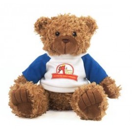 8" Brown Curly Bear Stuffed Animal w/T-Shirt & Full Color Imprint with Logo