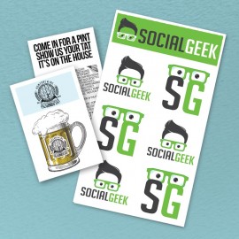 Logo Branded 2" x 3" Self-Header Temporary Tattoo Sheet