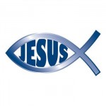 Blue Jesus Fish Temporary Tattoo Logo Printed