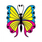 Blue, Yellow & Pink Butterfly Temporary Tattoo Custom Imprinted