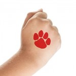 Red Paw Print Temporary Tattoo Logo Printed