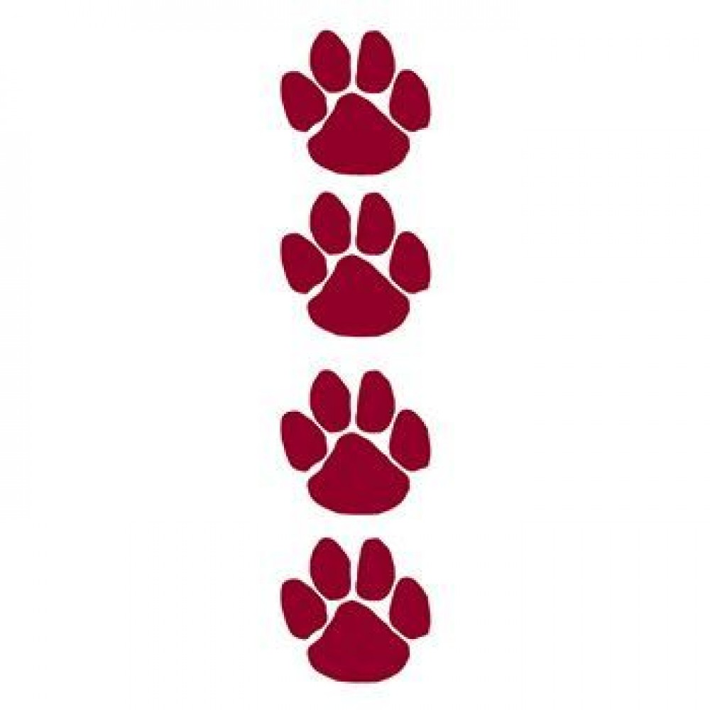 Logo Printed Maroon Paw Prints Temporary Tattoo Set