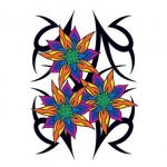 Vibrant Tribal Flowers Temporary Tattoo Logo Printed