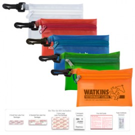 Custom "Troutdale Plus" 14 Piece First Aid Kit w/Plastic Carabiner Attachment