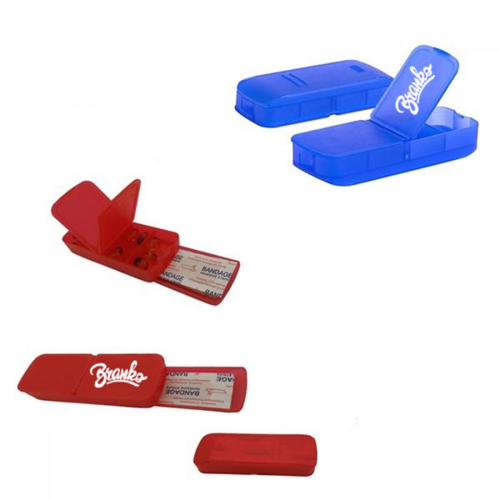 Logo Printed Plastic band aid dispenser with pill box Logo Printed Plastic band aid dispenser with pill box