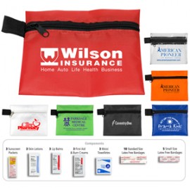 Logo Branded "Lazy Day" 31 Piece Advanced Sun & Outdoors Kit in Zipper Pouch