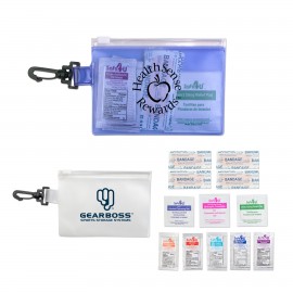 Logo Branded First Aid in Zip Close Pouch w/Carabiner