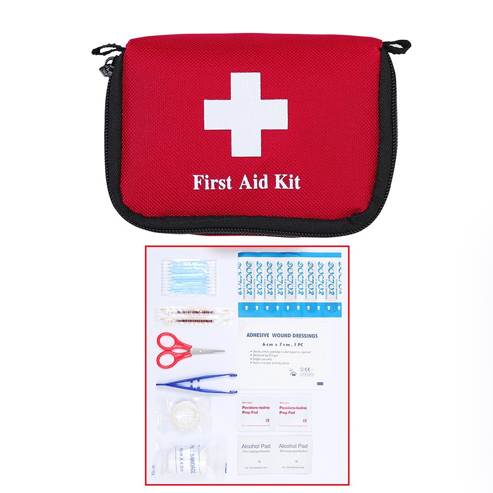 Logo Branded Emergency First Aid Kit Packed In Nylon Zipper Pouch