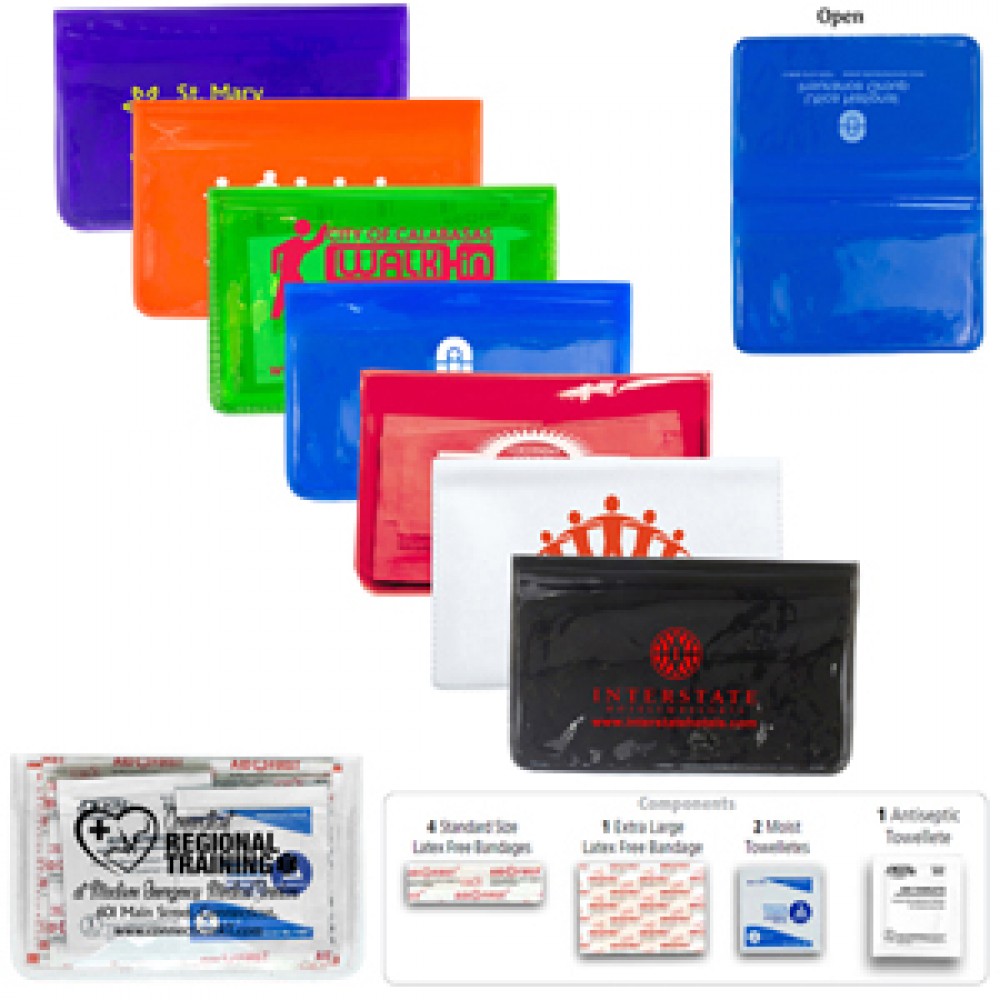 "Heal-on-the-Go" 7 Piece Economy Healthy Living Pack in Colorful Vinyl Pouch with Logo