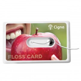 "Happy Checkup" 44 Yard Credit Card Size Dental Floss Dispenser w/Mirror & Pouch with Logo