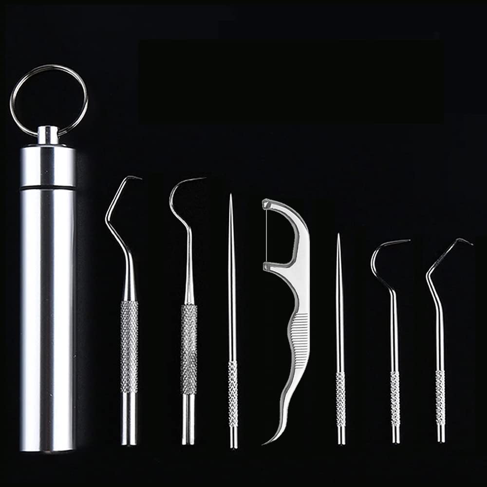Custom 7-in-1 Portable Stainless Steel Toothpicks & Floss Set