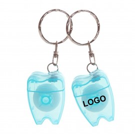Tooth Shaped Dental Floss Dispenser Custom Keyring with Logo