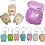 Tooth Shaped Dental Floss Dispenser with Key ring with Logo
