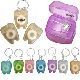Logo Branded Tooth Shaped Dental Floss Dispenser w/Key ring  Logo Branded Tooth Shaped Dental Floss Dispenser w/Key ring
