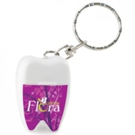 Tooth Shaped Dental Floss w/Keychain with Logo