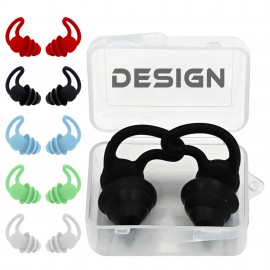 Silicone Noise Cancelling Earplugs and Clear Clip Case with Logo