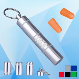 Logo Branded Ear Plugs in Metal Canister w/Key Ring