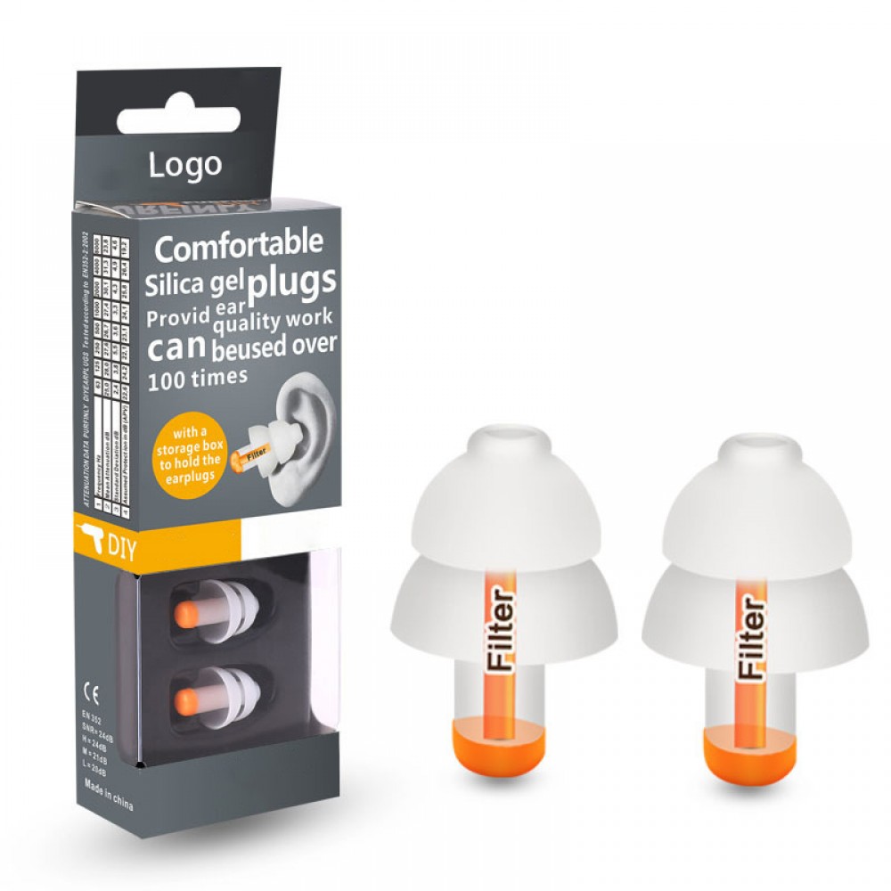 Two-Layer Silicone Noise Cancelling Earplugs with Logo