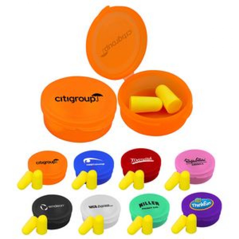 Ear Protection in Round Case with Logo