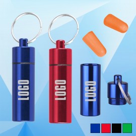 Ear Plugs in Metal Canister w/Key Ring with Logo
