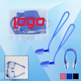 Earplugs In Case w/Silicone String & Nose Clip with Logo