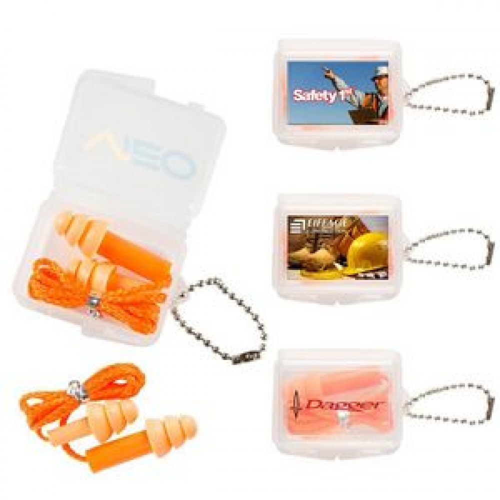 Logo Branded Silicone Ear Plugs w/ String (Direct Import- 10-20 Weeks Ocean)