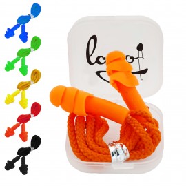 Corded Silicone Earplugs in Case with Logo